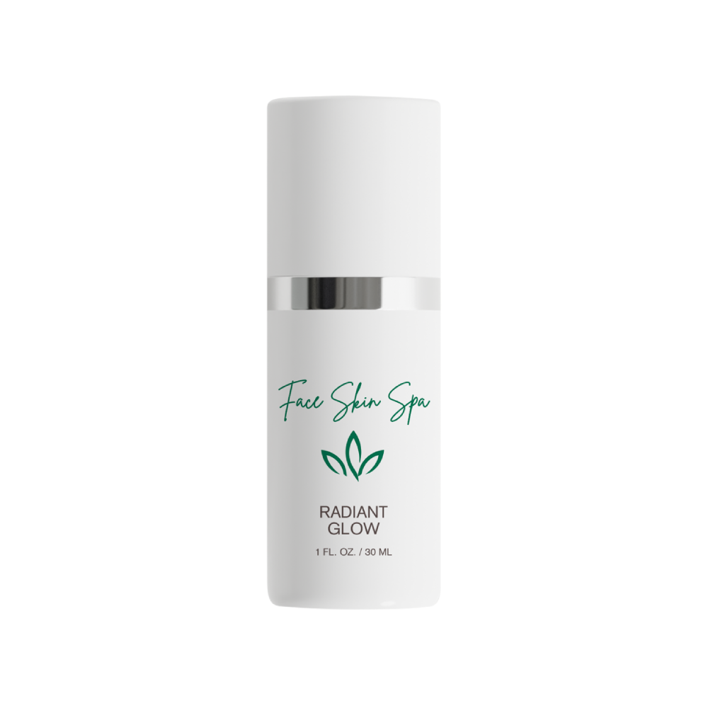 White pump bottle of Radiant Glow serum