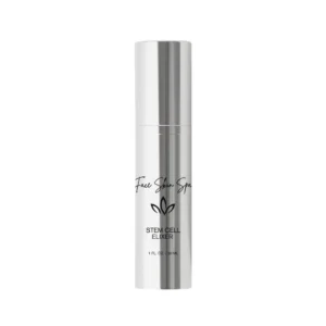 White bottle of face skin spa stem cell elixir on a white background