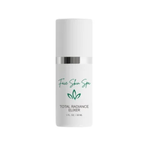 Bottle of radiant glow face skin spa, with a white background
