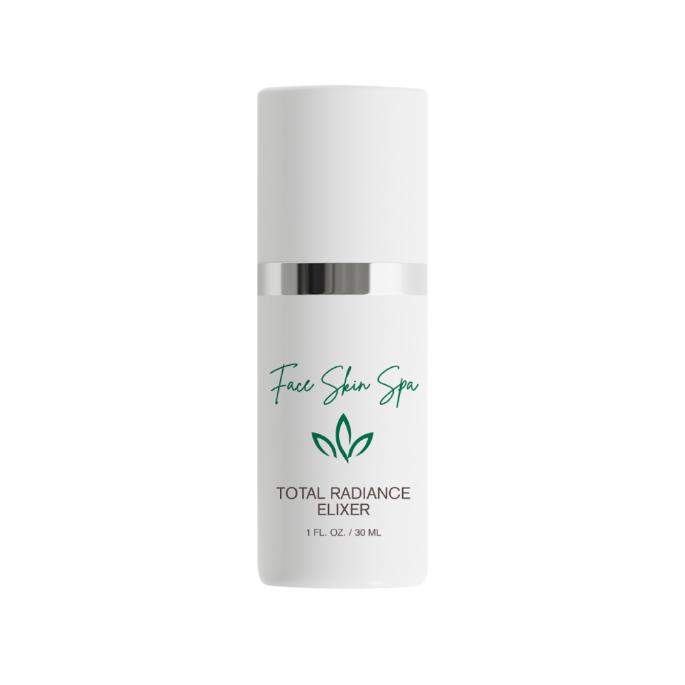 Bottle of radiant glow face skin spa, with a white background