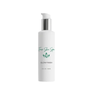 White bottle of glow finish face skin spa on a white background